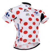 2015 Fahrradbekleidung Tour de France Wei und Rot Trikot Kurzarm und Tragerhose